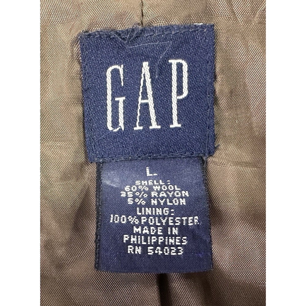 GAP Vintage Womens Large Brown‎ Wool Blend Tweed Double Breasted Coat Jacket - Picture 7 of 7